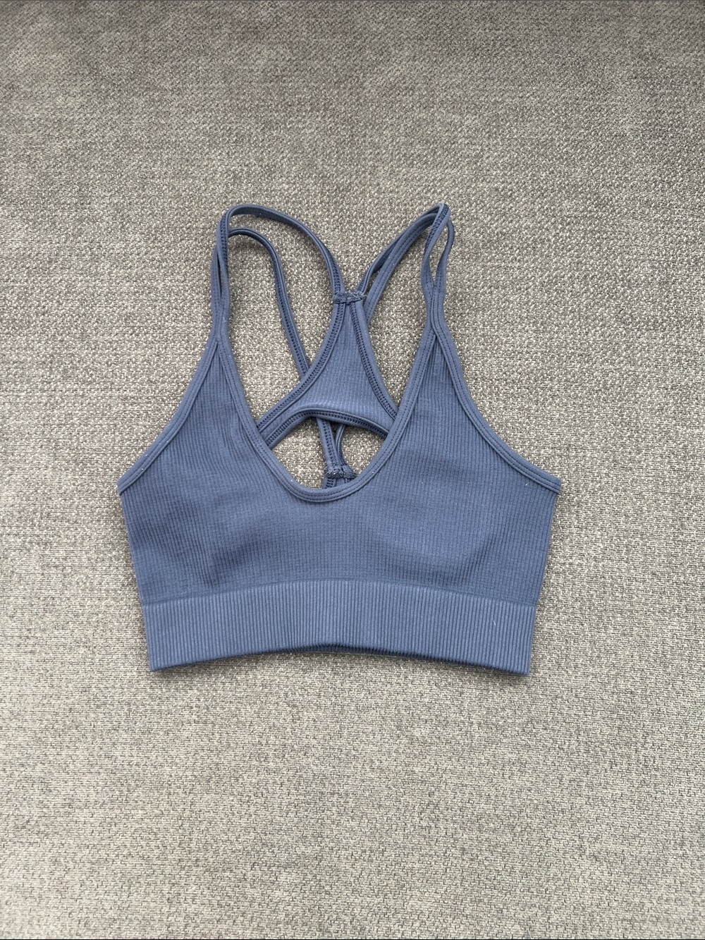 FP Movement by Free People Ribbed Double-Strap Racerback Bralette - Slate Blue